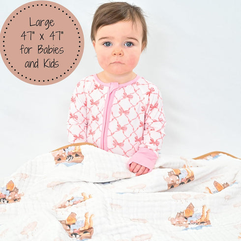 100% 47 47 Inches, 6 LollyBanks Muslin Baby Blanket, Cotton Baby Quilt for Boys and Girls, Large x Layers Soft