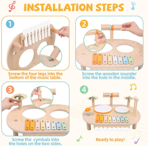 Set 2 Set 2 3 4 YHHYTOY Toddler Drum for Kids, Wooden Montessori Toys for Year Old, Baby Musical Instruments Percussion