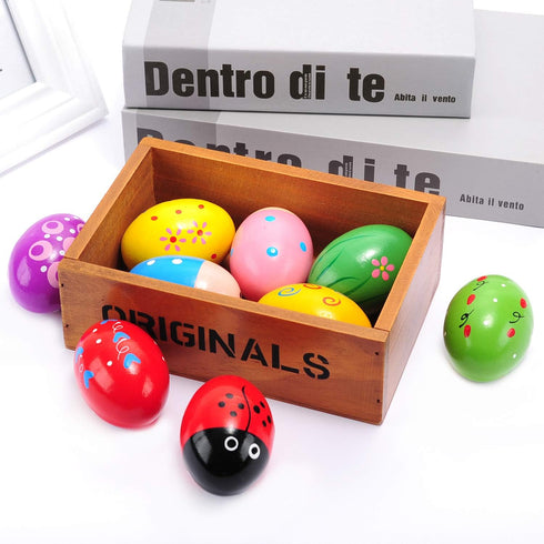 Easter Wooden Egg Shakers Maracas, 9 PCS for Party Favors and Classroom Supplies