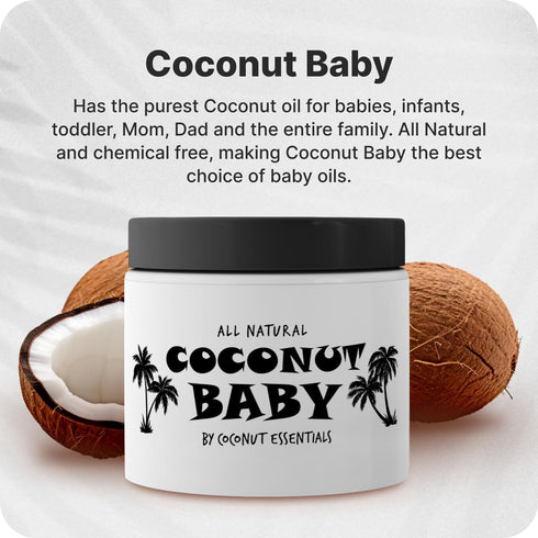 Coconut Essentials Coconut Baby Oil, Natural & Organic Moisturizer for Newborn Sensitive Skin, 4 fl oz