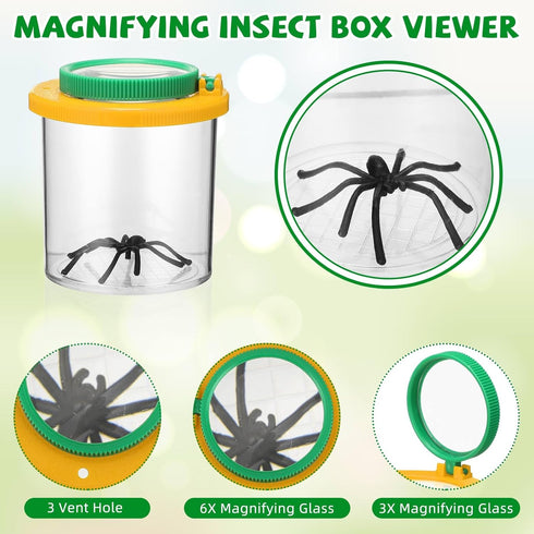 24 Pcs Bug Jar Viewer Magnifying Insect Box, Bulk Insect Container Cage for Kids, Educational Tool for Nature