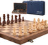 Ajedrez Magnetic Wooden Chess Set, 15" Walnut Folding Chess Board with Handcrafted Pieces