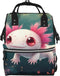 Qewfoju Whimsical Axolotl Fantasy Print Diaper Bag Backpack Large Capacity Diaper Backpack Baby