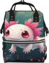 Qewfoju Whimsical Axolotl Fantasy Print Diaper Bag Backpack Large Capacity Diaper Backpack Baby