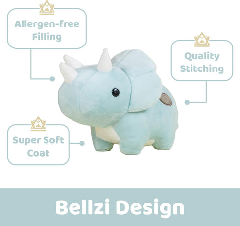 "Bellzi Triceratops Cute Stuffed Animal Plush Toy - Adorable Soft Dinosaur Plushies, Perfect Gift for Kids and Toddlers"