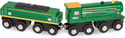 Battat Classic Trains 6Pc Wooden Railroad Set - Magnetic Toy Trains with Engines & Cars for Kids 3 Years +