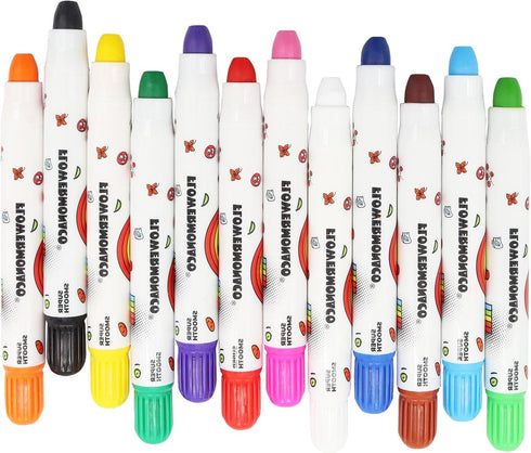 Lebze 12 Colors Toddler Crayons, Non-Toxic Silky Jumbo Washable Baby Coloring Tool, Safe Art School Supplies for Kids