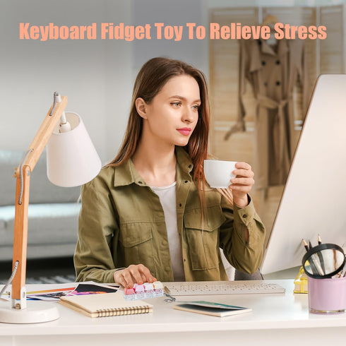 2Pcs Keyboard Fidget Toy - Fidget Keyboard Keychain Keyboard Clicker Fidget Toy Stress Relief Keyboard Fidget Clicker