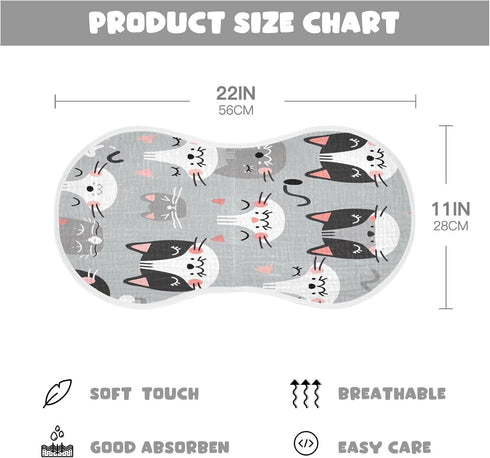 YETTASBIN Cute Cat Muslin Baby Burp Cloth, Super Soft Absorbent Cotton Burp Rag Baby Bibs Feeding Cloth for Newborn