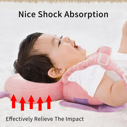 Newvenper Backpack, Baby Head Protector Toddler Padded Carrier With Elasticated Wear (Pink Butterfly)