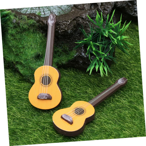 EXCEART 4 Pcs Wooden Miniature Guitar Miniature Wooden Instrument Desktop Micro Landscape Statue DIY Miniature Guitar