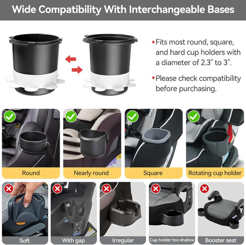 Car Seat Cup Holder Snack Tray Black, Toddler Travel & Road Trip Essentials Accessory for Mess-Free Snacking in the
