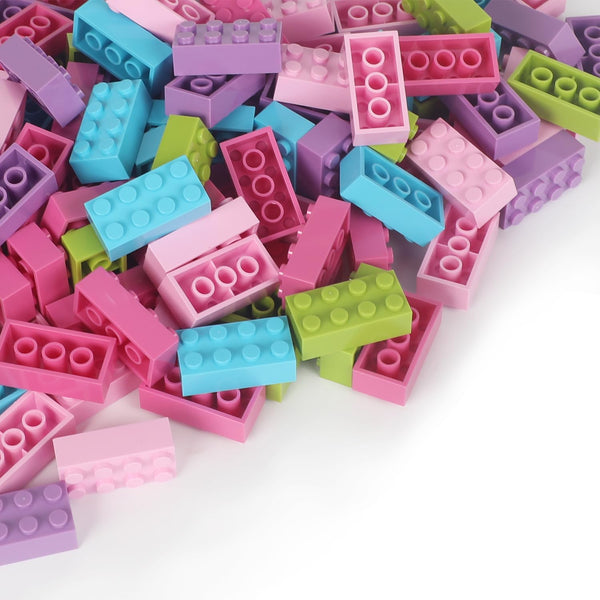 Building Bricks 121 Pieces 2x4 Multi-color, Creative Block Toys Compatible with Classic Building Blocks (Pink, Blue,