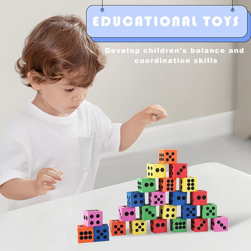 6 48 EVA Foam Dices, Colorful Dot Foam Dice for Kids, Building Toys,Educational Toys, Party Supplies, Colors, Pcs