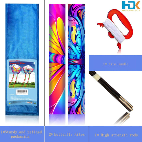 HENGDA KITE 2 Pack Butterfly Kite for Kids and Adults, Easy to Fly, Beautiful High Definition Pictures