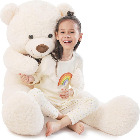 Poutmac 47 Inch Giant Teddy Bear Stuffed Animal, White Big Plush Teddy Bear for Valentine's Gift, Soft for Christmas