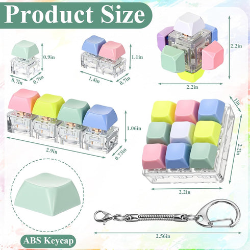 VioraWhite 16 Pcs Keyboard Fidget Keychain Fidget Keyboard Clicker Stress Relief Decompression Button Finger Clicker