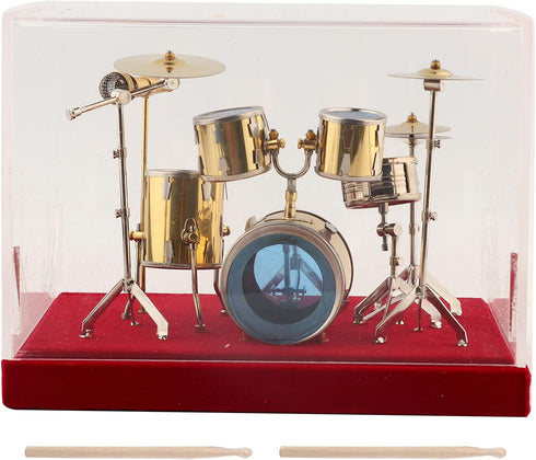 Miniature Drum Set, Kit Miniature Musical Instrument for Desk Display, Mini Ornaments Craft Home Decor (18cm)