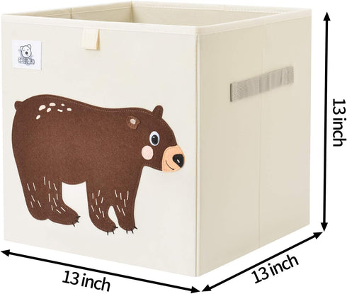 CLCROBD Foldable Animal Cube Storage Bins Fabric Toy Box/Chest/Organizer for Toddler/Kids Nursery, Playroom, 13 inch (Bear)