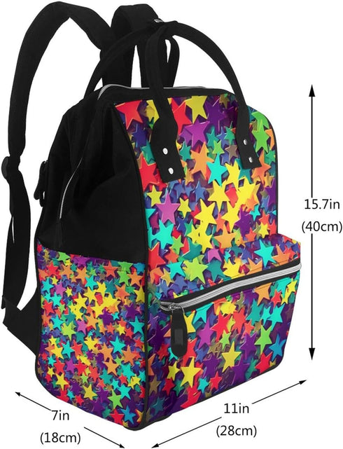 HCBPWVQA Backpack Daypacks Backpack Mommy Many Stars Diaper Bag with Changing Pad and Pacifier Holder, Multifunction
