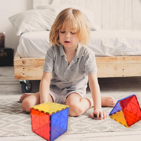 Gemmicc 12 Piece Jumbo Magnetic Building Tiles for Kids - Large STEM Blocks