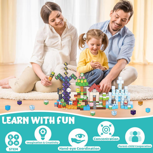 200PCS 4-8, 3 4 5 6 7 8-12 Magnetic Building Blocks, Magnet Toys Magnetic Cubes, Magnetic Blocks for Kids Ages Stacking