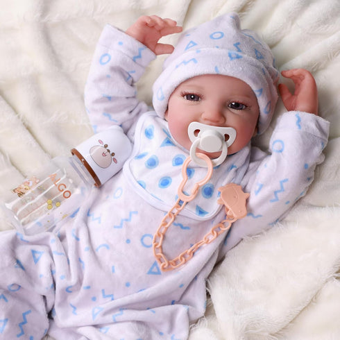 6 Set, BABESIDE Pcs Reborn Baby Doll Accessories Cute Bear Pattern Baby Doll Bottles and Magnetic Pacifiers