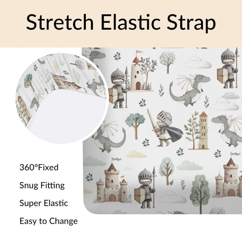 Cstdyfrv 28x52in Cute Pastel Dragons Castle Knight Baby Crib Sheets Fantasy Dragons Trees Standard Crib Toddler