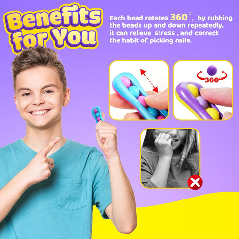 6 Pack LESONG Fidget Sensory Toys for Kids: Colorful Finger Spinner Toys - Stress Relief ADHD Tools for Kids
