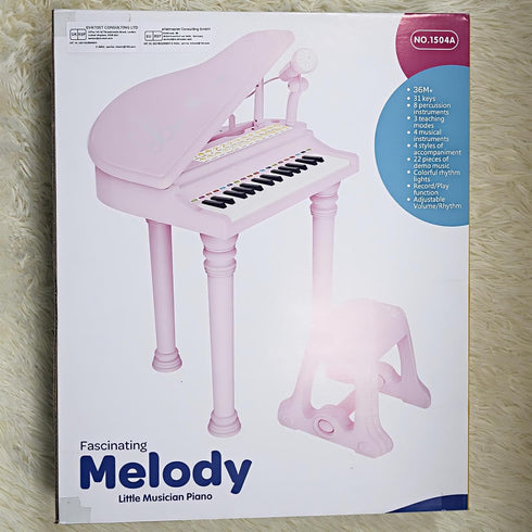 Love&Mini 31 Keys Pink Piano Keyboard Toys for Girls, with Microphone and Stool, Toddler Music Gifts for Ages 1-5