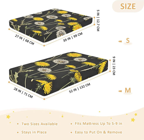 CZXW 52" 28" Botanical Dandelions Crib Sheets Fitted x Natural Cotton Soft & Breathable for Baby Crib Mattress