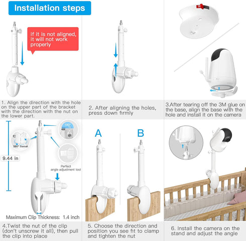 OkeMeeo 720P Crib Mount for VAVA Baby Monitor and for Hipp Baby Monitor