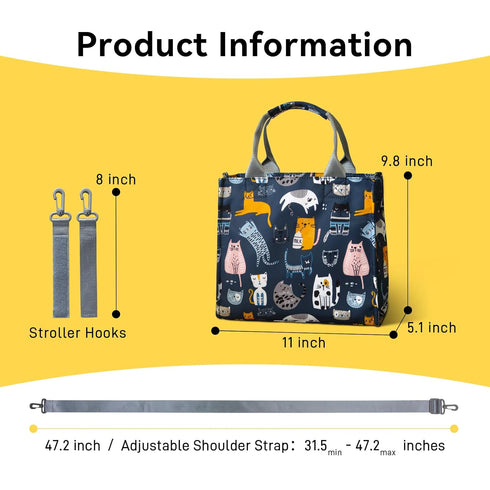 Cat Paradise Mini Diaper Bag: Waterproof Travel Tote for Baby