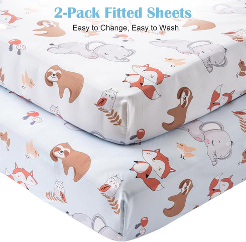 Set 4 2 Set Crib Bedding Pieces Includes Comforter, Fitted Sheets for Easy Changing, Crib Skirt Soft, Breathable