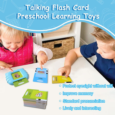 Talking Flash Cards Educational Toys, Montessori Learning Toys for Toddlers Age 2-6, Flash Cards for Kids (Blue)