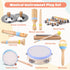 MGparty 13, Set Baby Musical Instruments for Toddlers Montessori Wooden Music with Drum Flute Clarinet Bells Cymbals