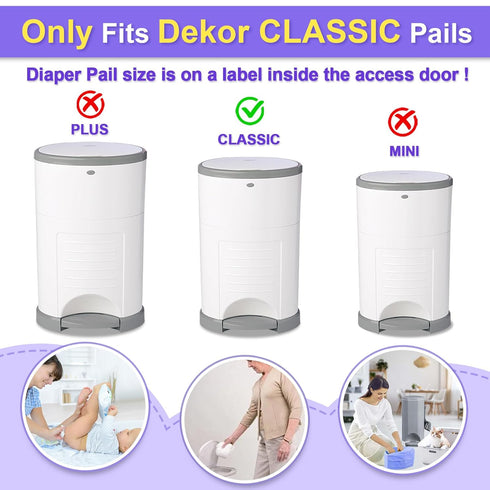 Refills|4 Pack 2772 40% 30% Refills Only Compatible with Dekor Classic Diaper Pail for Diapers(Extra Lengths)Diaper
