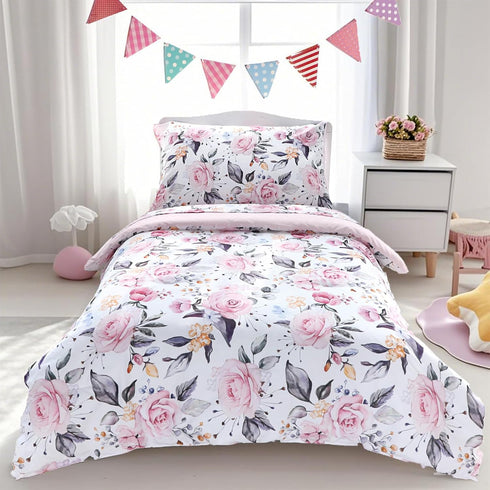 Pea Pod Toddler Bedding Set for Girls, 4 Piece Soft & Breathable