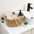 Lawei Little Diaper Caddy Organizer, Handwoven Natural Rush Grass Nursery Baby Basket with Removable Cotton Divider
