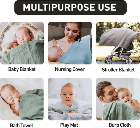 4-Pack 40 38 inches GLLQUEN BABY Muslin Swaddle Blankets for Boys and Girls, Baby Blankets for Girl Boy, Newborn