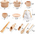 Set 11 Hiceeden of Wooden Sensory Bin Tools for Kids, Sensory Scoops and Tongs Toys with Bag, Waldorf Montessori Toys