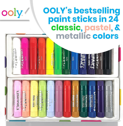 24 Set, Ooly Chunkies Paint Sticks For Kids, Tempera Paint Sticks Variety Includes Classic, Pastel & Metallic No Mess