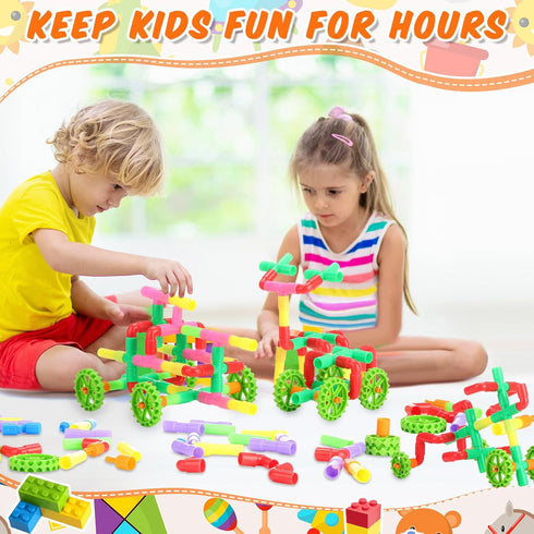 Libima 300 6 Set Pcs Tubular Pipes Building Blocks for Kids Over Years Old Stem Building Toy Colorful Tube Pipe Toy