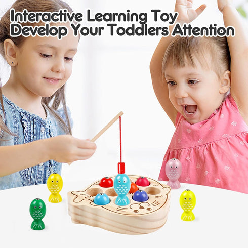 Magnetic Wooden Fishing Game Toys, Toddler Montessori Puzzle for Boys Girls Ages 3+, Educational Activities