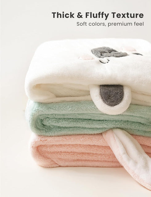 2-Pack 32" 32" Konssy Hooded Baby Towels, Soft & Absorbent Plush Fleece, Cute Animal Hood, Baby Bath Towels