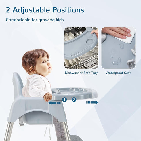 4 1 3-Point HONEY JOY Baby High Chair, in Convertible Highchair for Babies and Toddlers, Adjustable Legs, Double