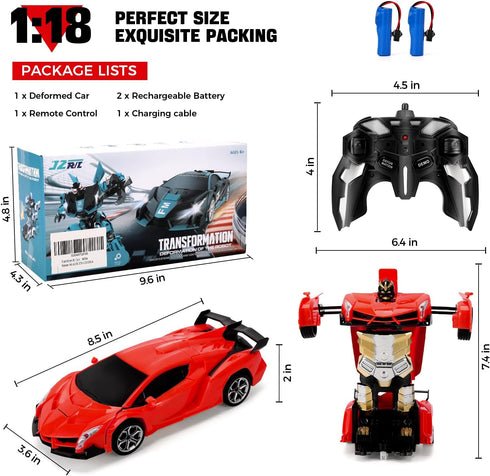 360Rotating 4 5 6 7 8 9 10 11 12 Blackma Remote Control Car - Transform, One-Button Deformation & Drifting, Transform