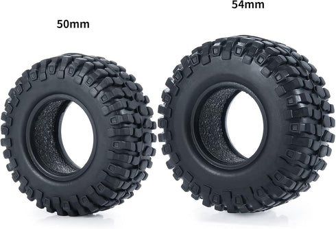 1.0 Crawler Tires, 4Pcs Rubber Wheel Tires for SCX24 Gladiator C10 JLU Deadbolt B17 1/24 RC Crawler Car (50mm)