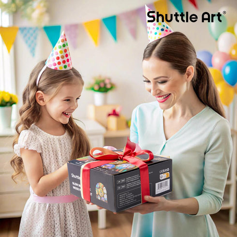 5-12, Kids Wood Painting Craft Kit, Glow-in-the-Dark Paint and Diamond Painting on Wood Slices with Stickers & Wiggle
