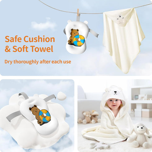 (0-18 Collapsible Baby Bathtub for Newborn to Toddler Months) - Foldable Baby Bath Tub with Soft Towel, Newborn& Infant